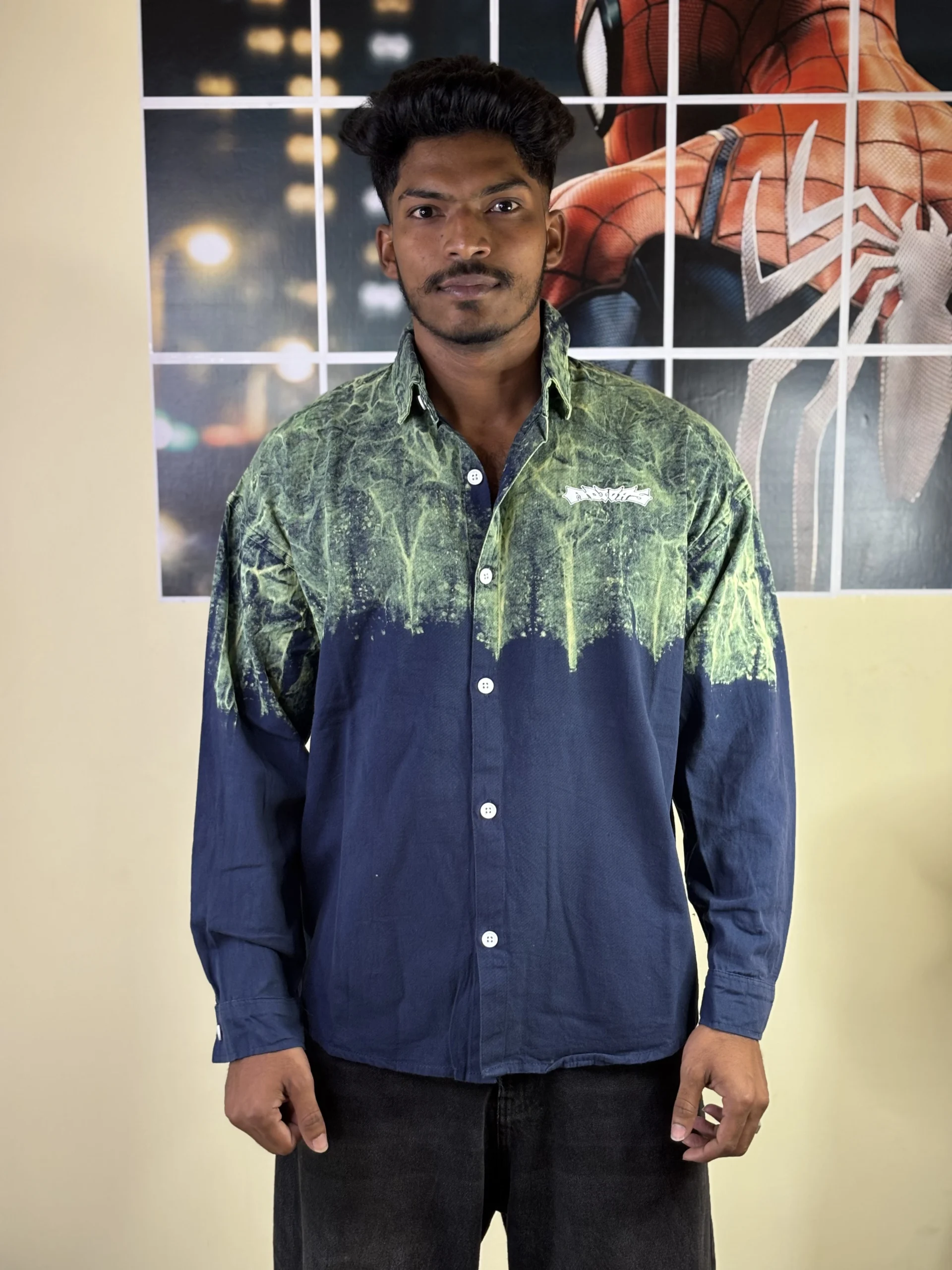 Toxic Bloom Acid-Wash Over sized blue shirt