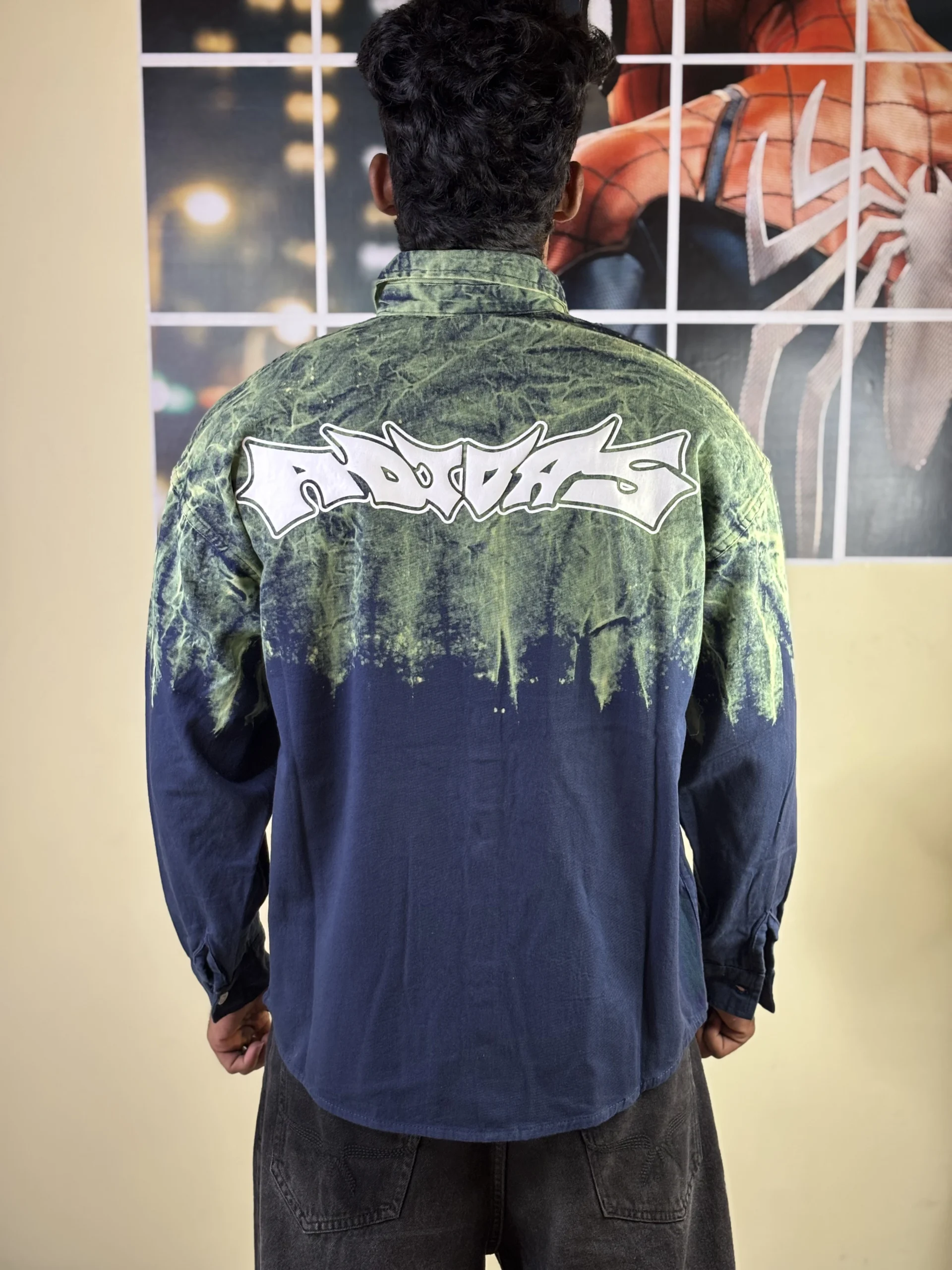 Toxic Bloom Acid-Wash Over sized blue shirt - Image 4