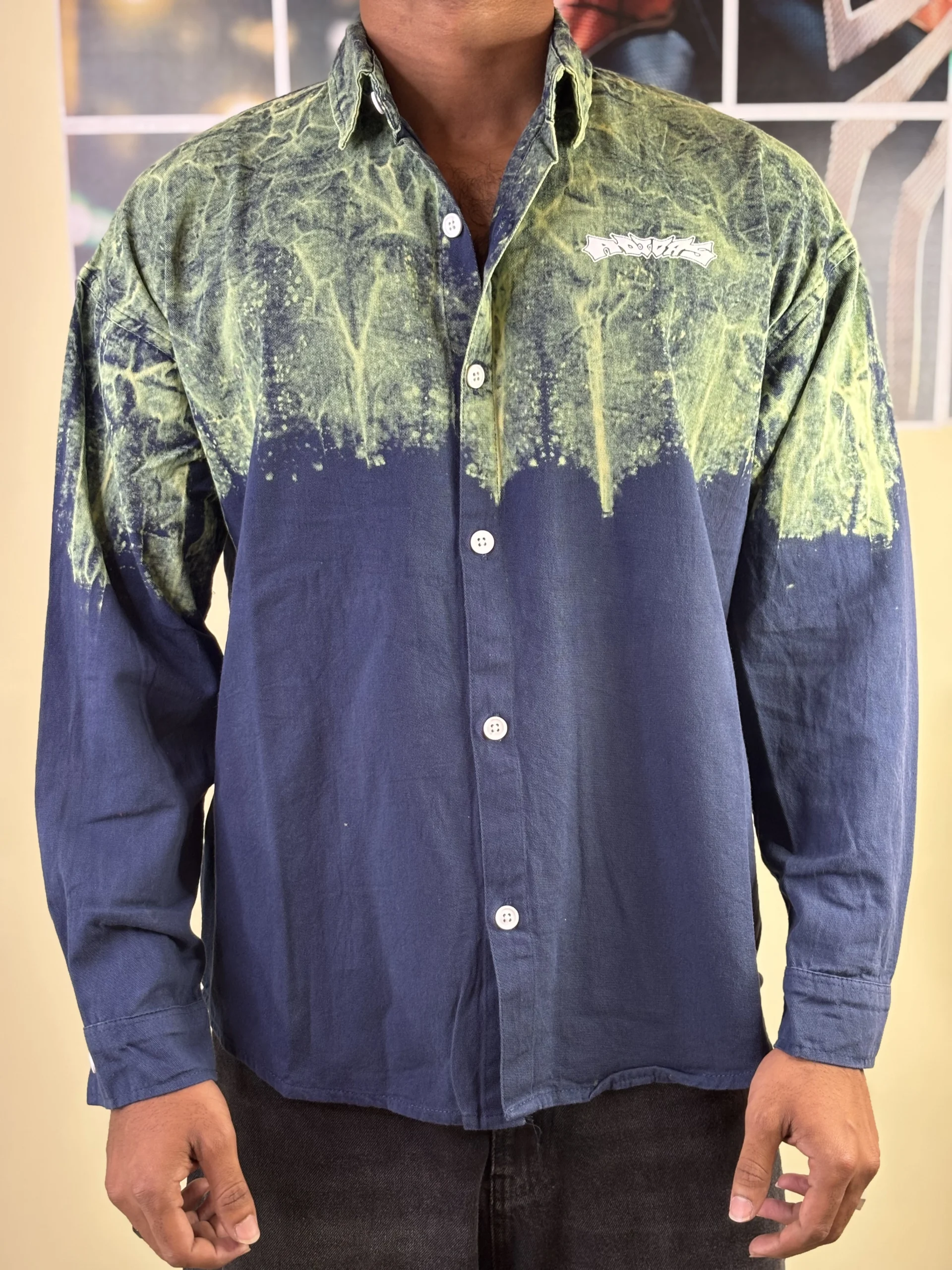 Toxic Bloom Acid-Wash Over sized blue shirt - Image 2