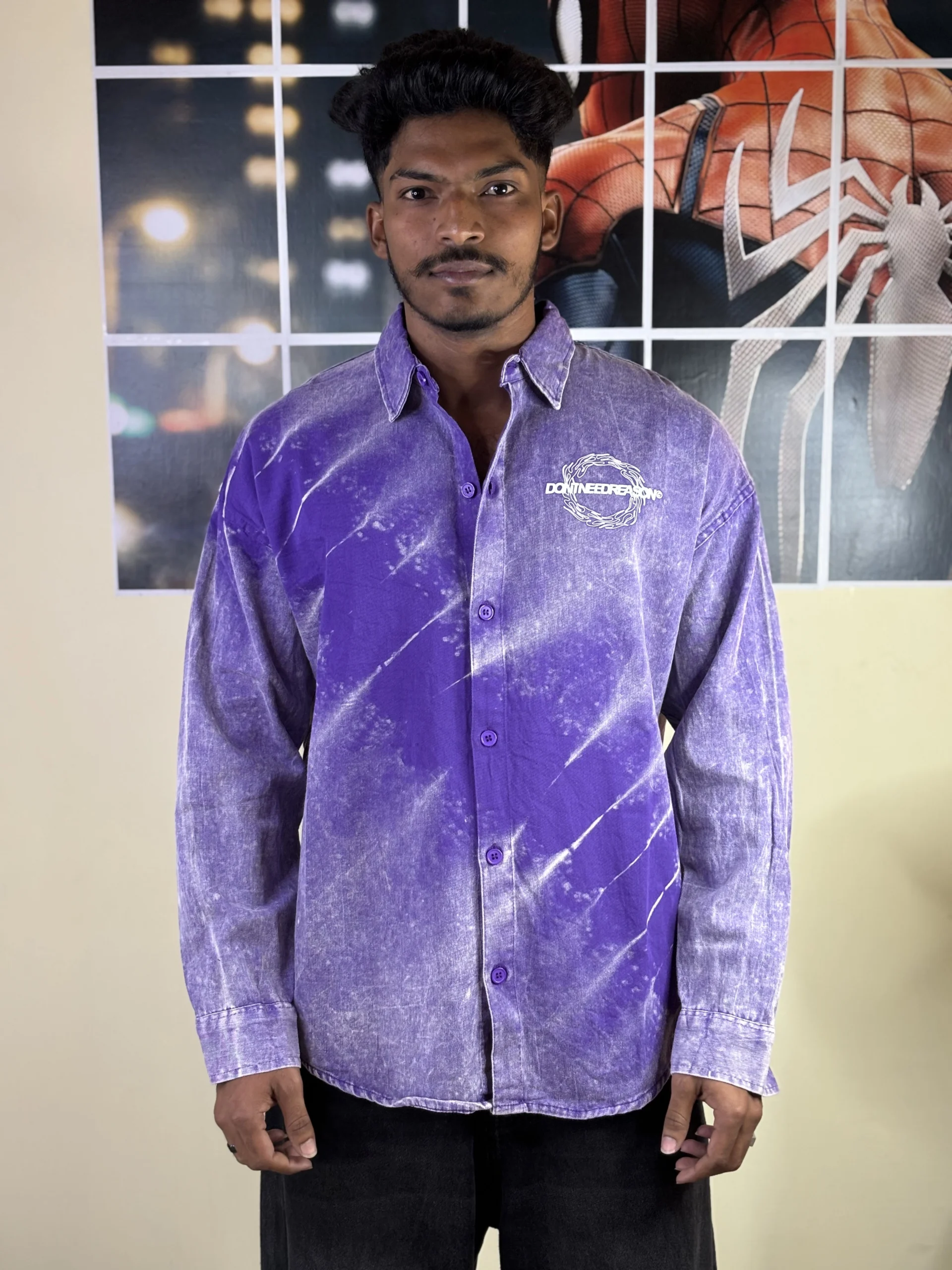 Acid wash voilet shirt