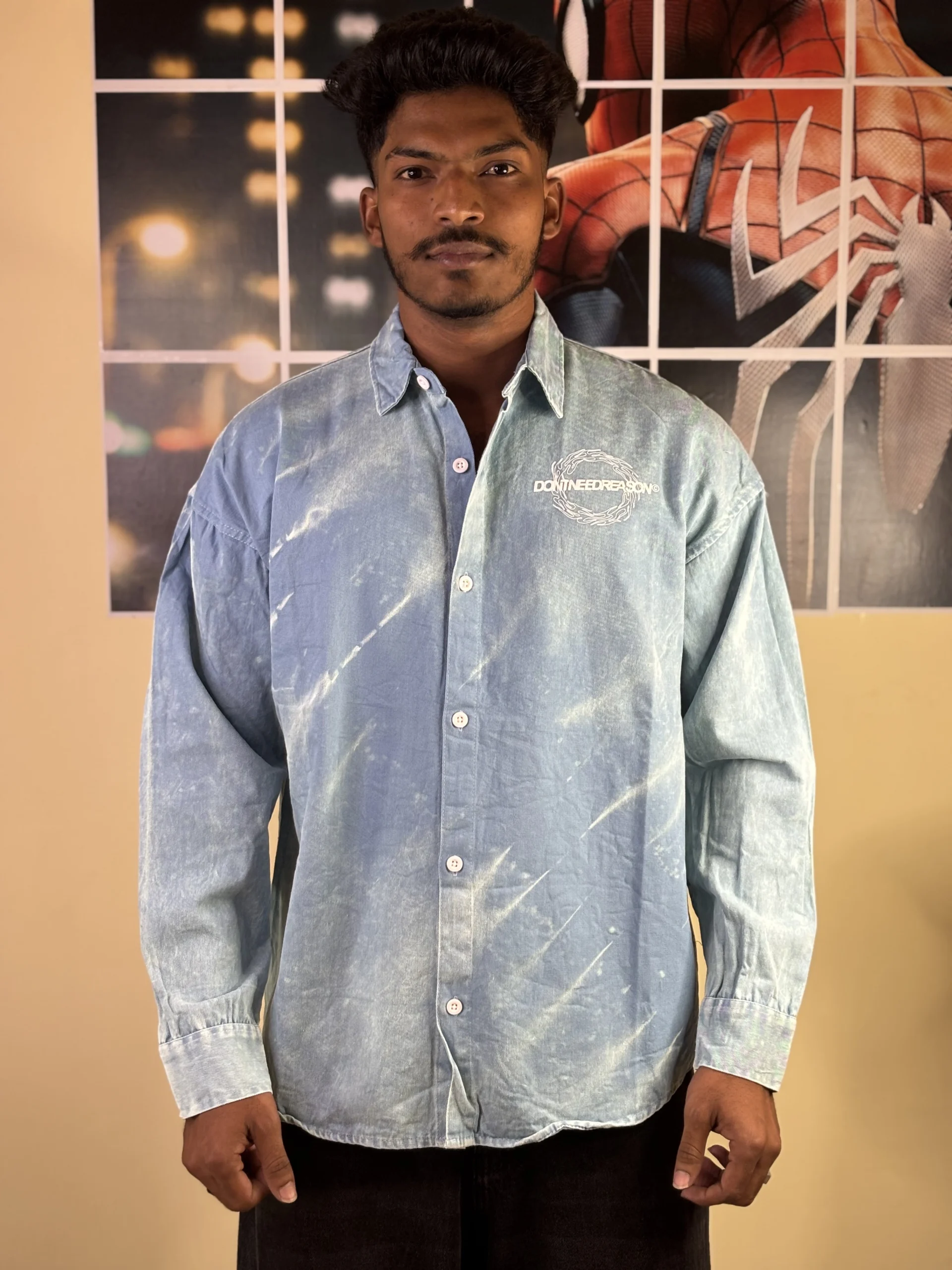 Acid wash light blue shirt