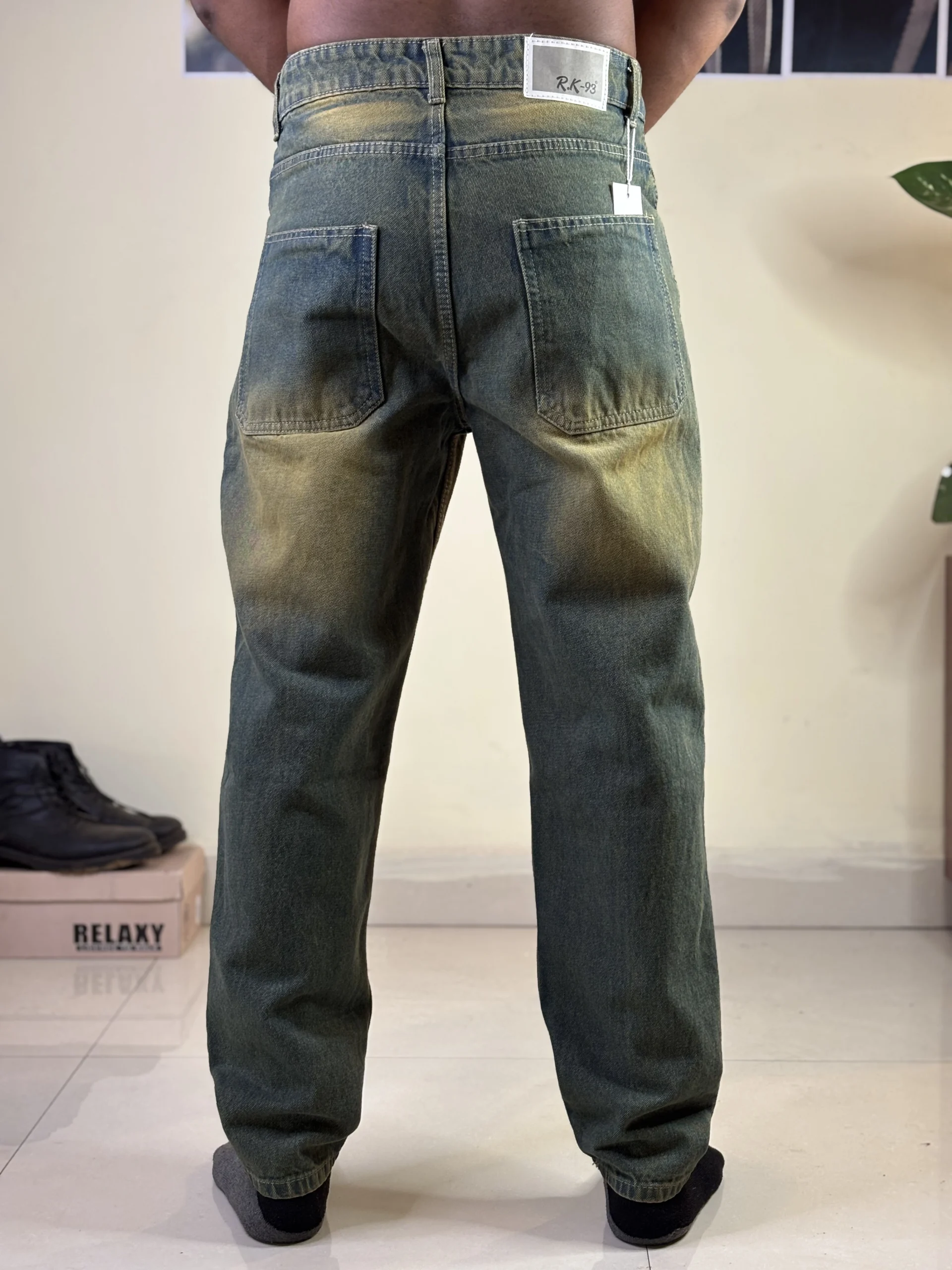 Green Shaded Knee Cut Jean - Image 2