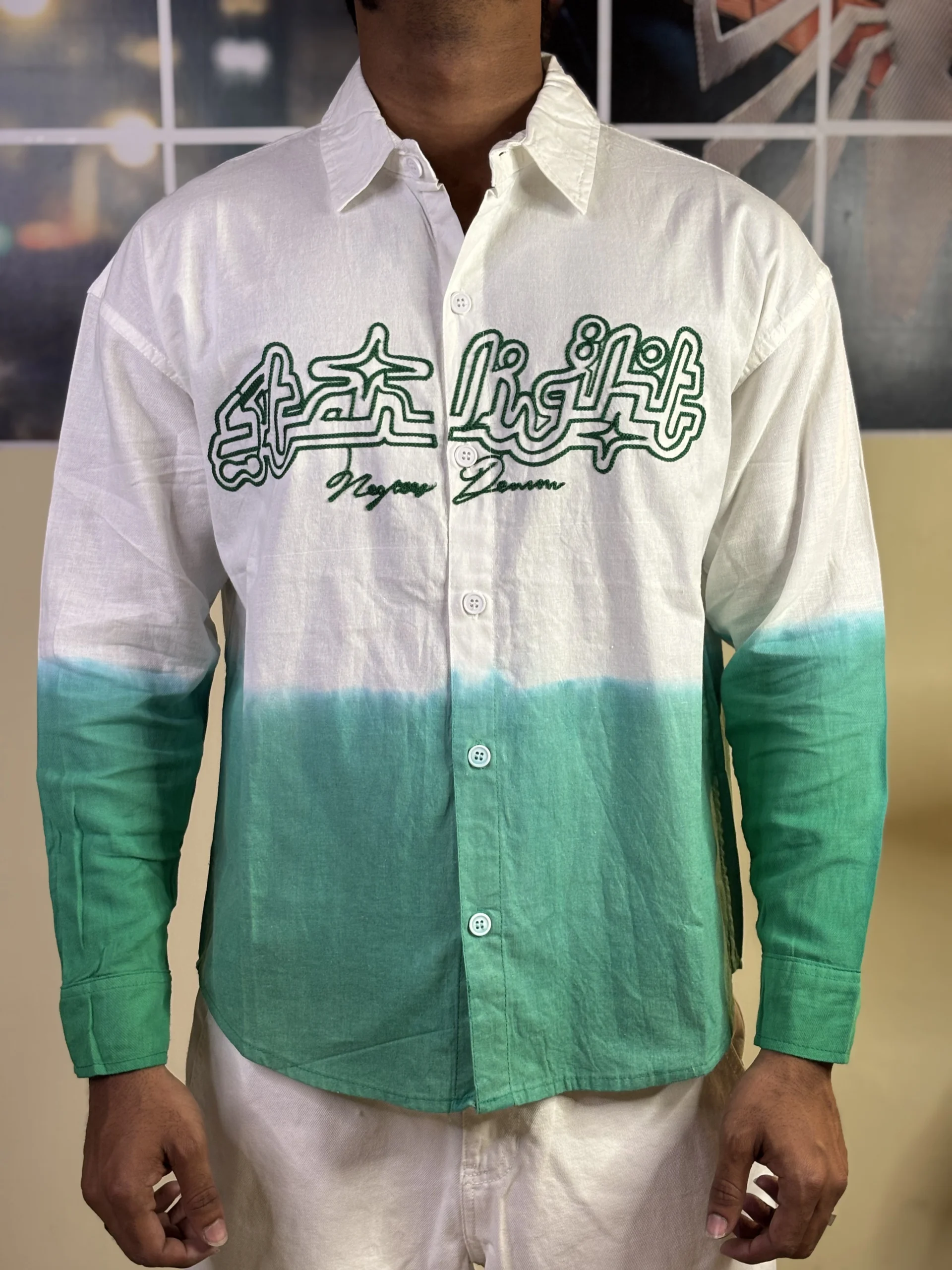 green & white shirt - Image 3