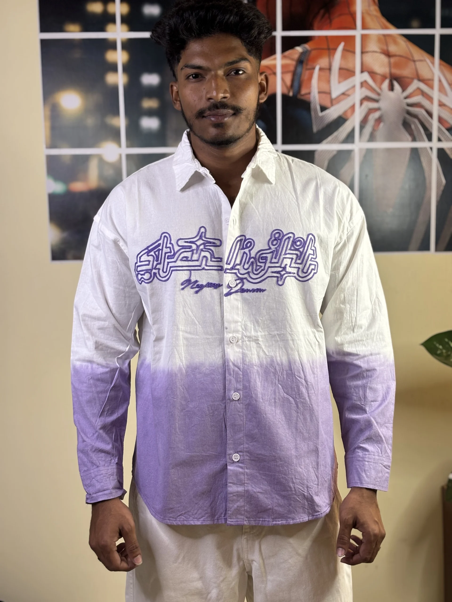 voilet & white shirt